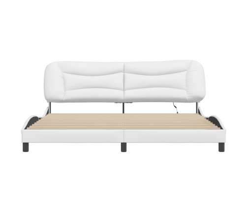 vidaXL Estructura cama con luces LED cuero sintético blanco 200x200 cm