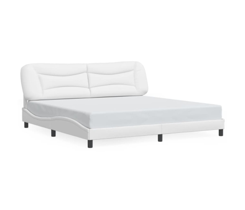 vidaXL Estructura cama con luces LED cuero sintético blanco 200x200 cm