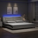 Estructura cama con LED cuero sintético blanco negro 200x200 cm