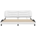 Estructura cama con LED cuero sintético blanco negro 200x200 cm