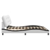 Estructura cama con LED cuero sintético blanco negro 200x200 cm