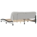 Estructura cama con LED cuero sintético blanco negro 200x200 cm