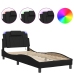 Estructura cama con luces LED cuero sintético negro 80x200 cm