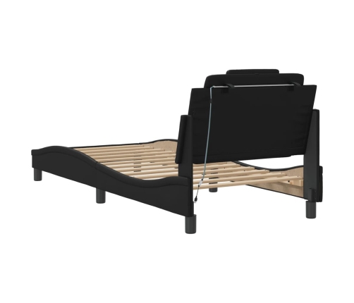 Estructura cama con luces LED cuero sintético negro 80x200 cm