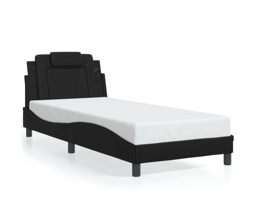 Estructura cama con luces LED cuero sintético negro 80x200 cm