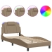 Estructura de cama con LED cuero sintético capuchino 80x200 cm