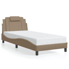 Estructura de cama con LED cuero sintético capuchino 80x200 cm