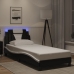 Estructura cama con LED cuero sintético negro blanco 80x200 cm