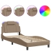 Estructura de cama con LED cuero sintético capuchino 90x190 cm