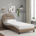 Estructura de cama con LED cuero sintético capuchino 90x190 cm