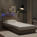 Estructura de cama con LED cuero sintético capuchino 90x190 cm