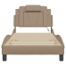 Estructura de cama con LED cuero sintético capuchino 90x190 cm