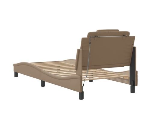 Estructura de cama con LED cuero sintético capuchino 90x190 cm