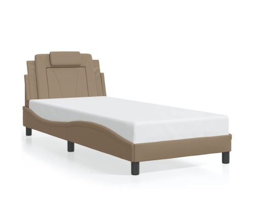 Estructura de cama con LED cuero sintético capuchino 90x190 cm