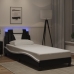 Estructura cama con LED cuero sintético negro y blanco 90x190cm