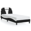 Estructura cama con LED cuero sintético negro y blanco 90x190cm