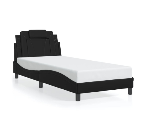 vidaXL Estructura cama con luces LED cuero sintético negro 90x200 cm