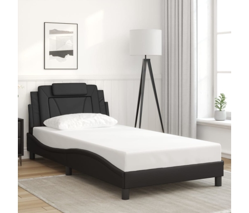 vidaXL Estructura cama con luces LED cuero sintético negro 100x200 cm