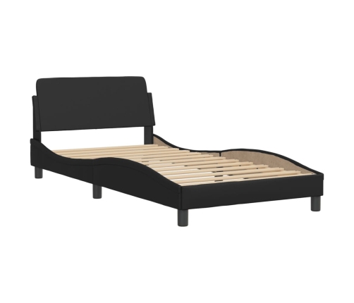 vidaXL Estructura cama con luces LED cuero sintético negro 100x200 cm