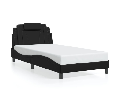 vidaXL Estructura cama con luces LED cuero sintético negro 100x200 cm