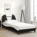 Estructura cama con LED cuero sintético negro blanco 100x200 cm