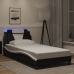 Estructura cama con LED cuero sintético negro blanco 100x200 cm