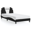 Estructura cama con LED cuero sintético negro blanco 100x200 cm