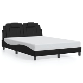 Estructura cama con luces LED cuero sintético negro 120x200 cm