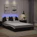 Estructura cama con LED cuero sintético negro blanco 120x200 cm