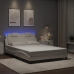 Estructura cama con luces LED cuero sintético blanco 140x190 cm