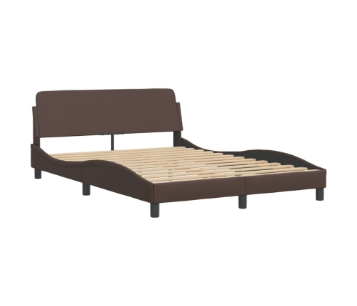 vidaXL Estructura cama con luces LED cuero sintético marrón 140x190 cm