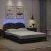 Estructura cama con luces LED cuero sintético gris 140x190 cm