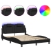 Estructura de cama con luces LED cuero PE negro 140x200 cm