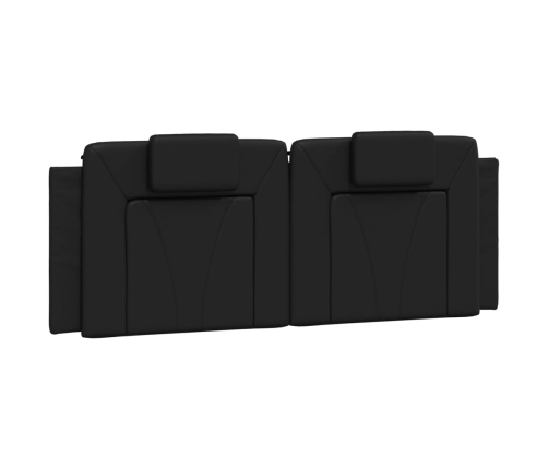 Estructura de cama con luces LED cuero PE negro 140x200 cm