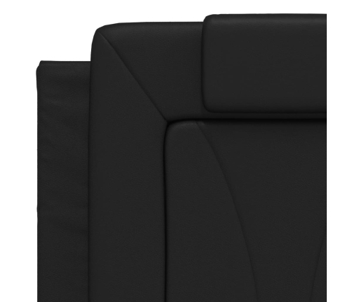 Estructura de cama con luces LED cuero PE negro 140x200 cm