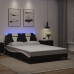 Estructura cama con LED cuero sintético negro blanco 140x200 cm