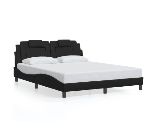 vidaXL Estructura de cama con luces LED cuero PE negro 160x200 cm