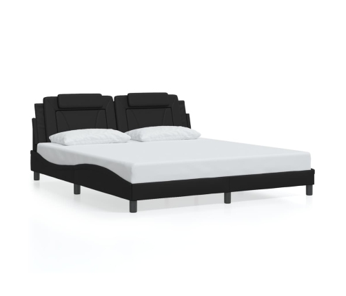 Estructura cama LED sin colchón cuero sintético negro 180x200cm