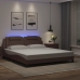 Estructura cama con luces LED cuero sintético marrón 180x200 cm