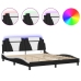 vidaXL Estructura cama con luces LED cuero PE negro blanco 180x200 cm