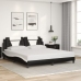 vidaXL Estructura cama con luces LED cuero PE negro blanco 180x200 cm