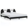 vidaXL Estructura cama con luces LED cuero PE negro blanco 180x200 cm