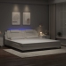 Estructura cama con luces LED cuero sintético blanco 200x200 cm