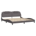 Estructura cama con luces LED cuero sintético gris 200x200 cm