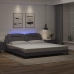 Estructura cama con luces LED cuero sintético gris 200x200 cm