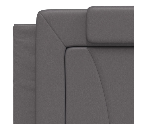 Estructura cama con luces LED cuero sintético gris 200x200 cm