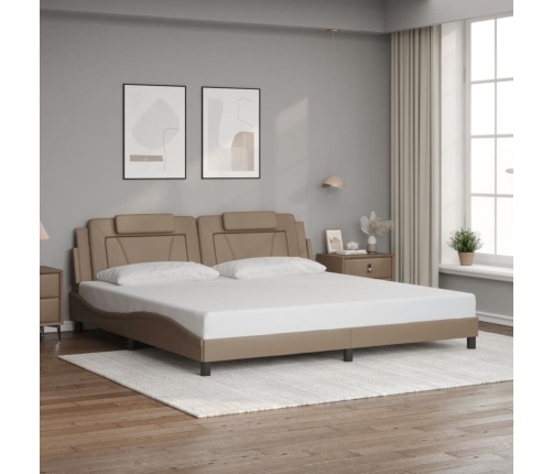 Estructura de cama con LED cuero sintético capuchino 200x200 cm