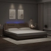 Estructura de cama con LED cuero sintético capuchino 200x200 cm