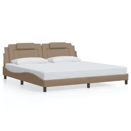 Estructura de cama con LED cuero sintético capuchino 200x200 cm