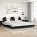 Estructura cama con LED cuero sintético negro blanco 200x200 cm